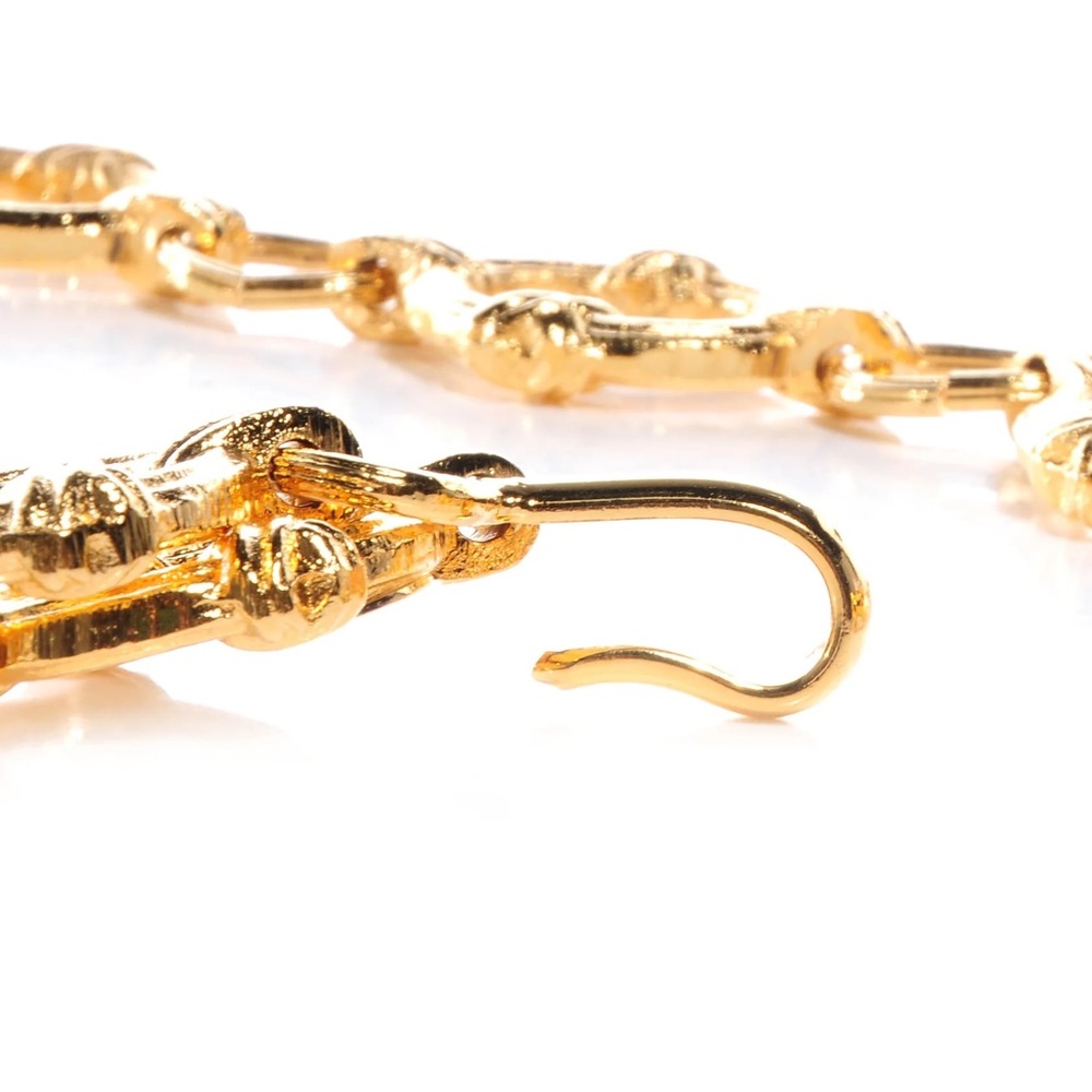 Authentic CHANEL double chain link gold plated medallion vintage belt 95cm - Picture 3 of 9